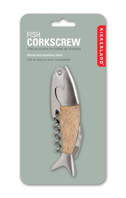 Fabulous Gifts | Kikkerland - Lightwood Fish Corkscrew by Weirs of Baggot Stree