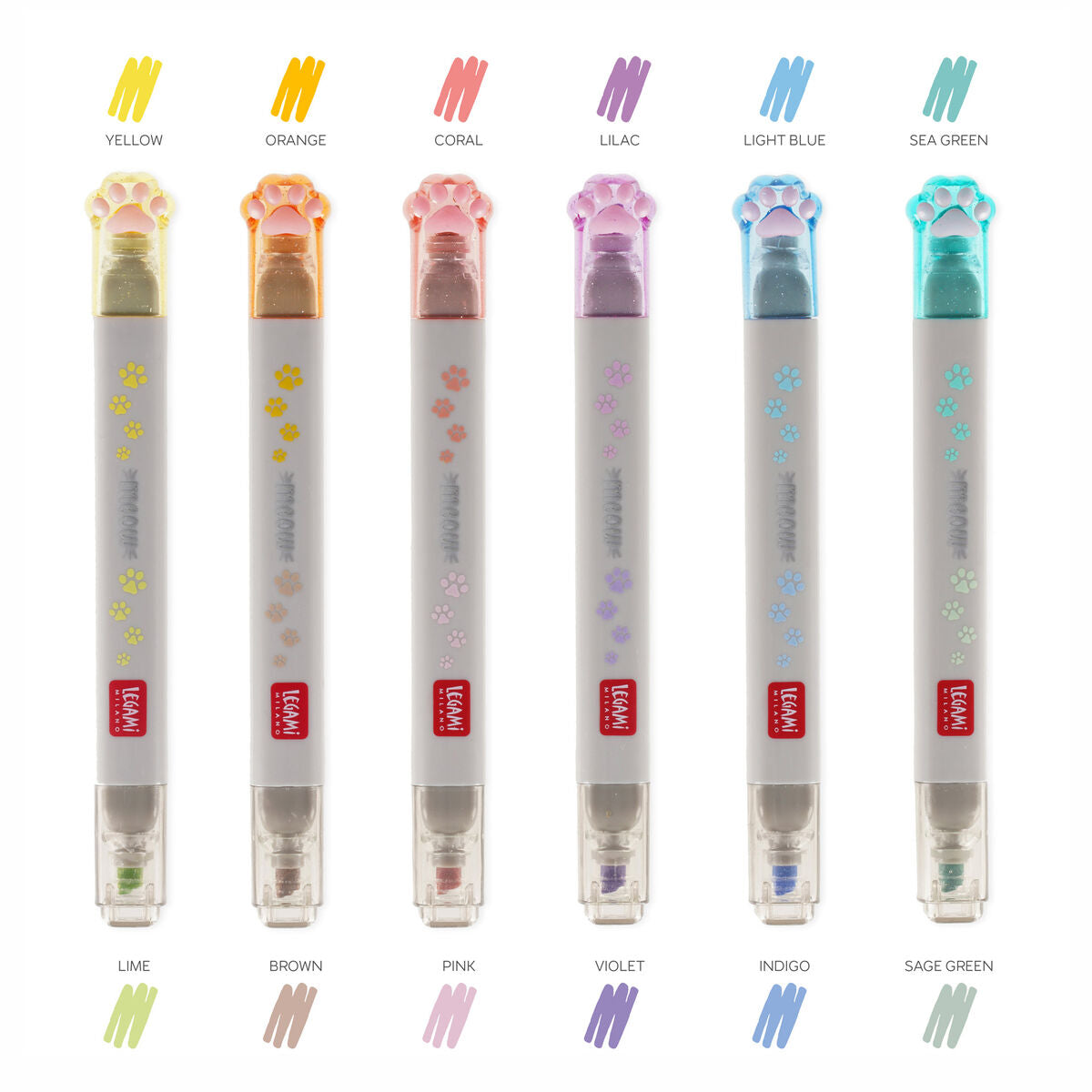 Back to School | Legami Set of 6 Pastel Highlighters Kitty by Weirs of Baggot Street