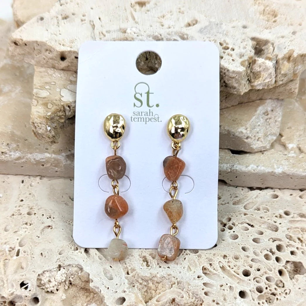Bags & Jewellery Textured Post and Raw Stone Bead Earrings by Weirs of Baggot Street