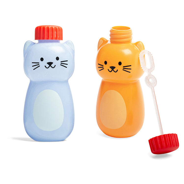 Kikkerland Kiko Catnip Bubbles showing assorted cat-shaped bottles and wand