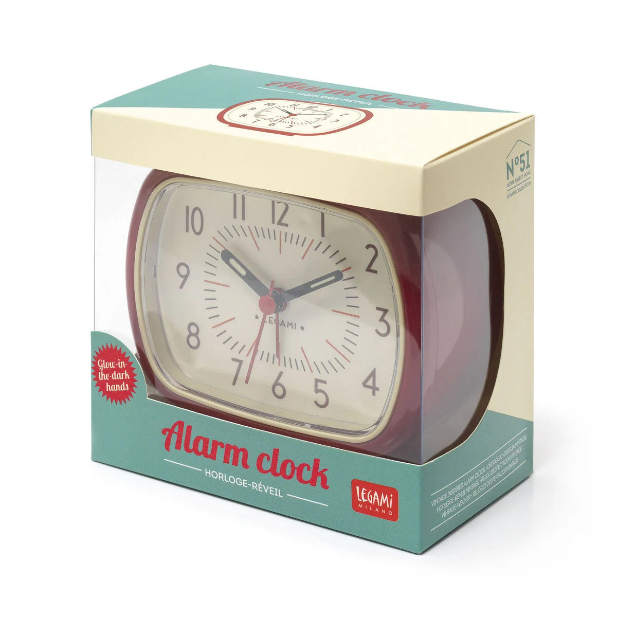 Fab Gifts | Legami Retro Alarm Clock Red by Weirs Gifts