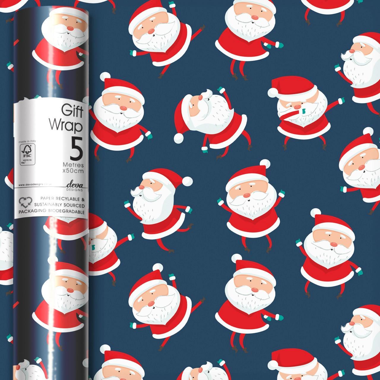 Christmas Gift Wrap Roll | 5m x 50cm Dancing Santa by Weirs of Baggot Street