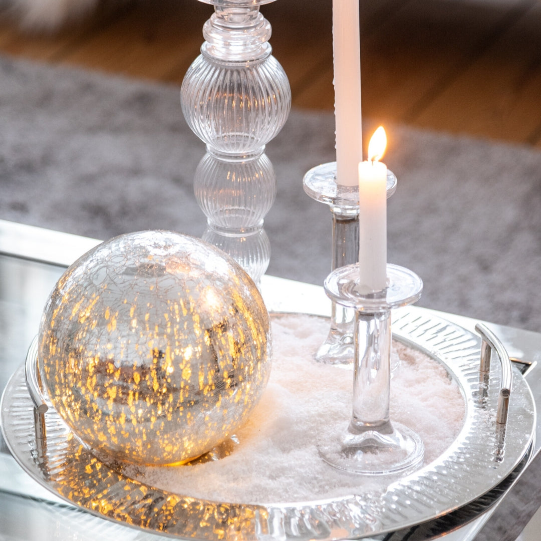 Christmas Large Glass Candlestick by Weirs of Baggot Street