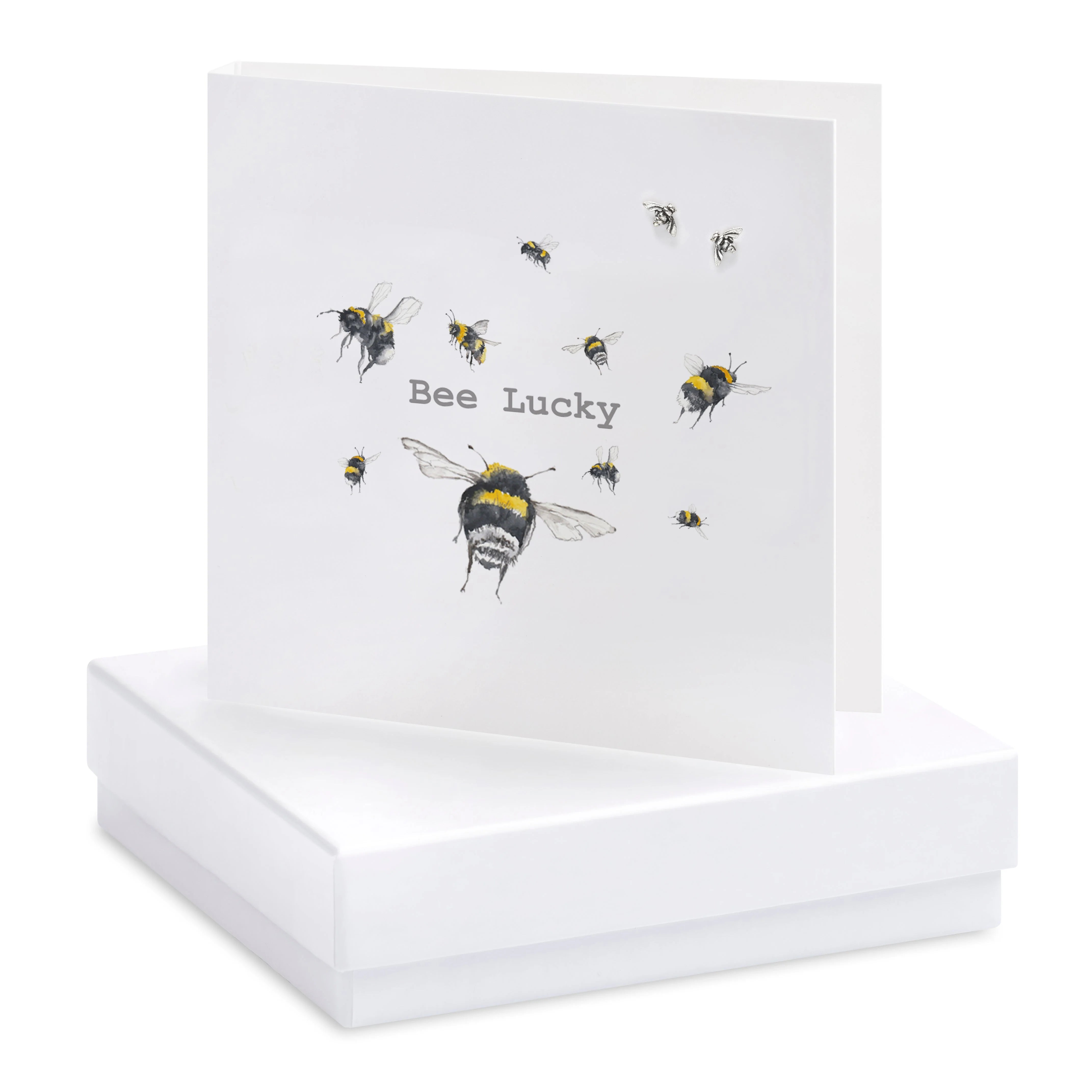 Crumble & Core Bee Lucky Card with Earrings in a White Box by Weirs of Baggot Street