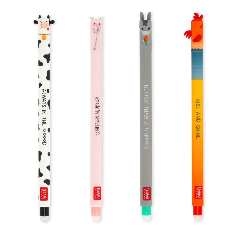 Legami Erasable Gel Pen Set 4pk Farm