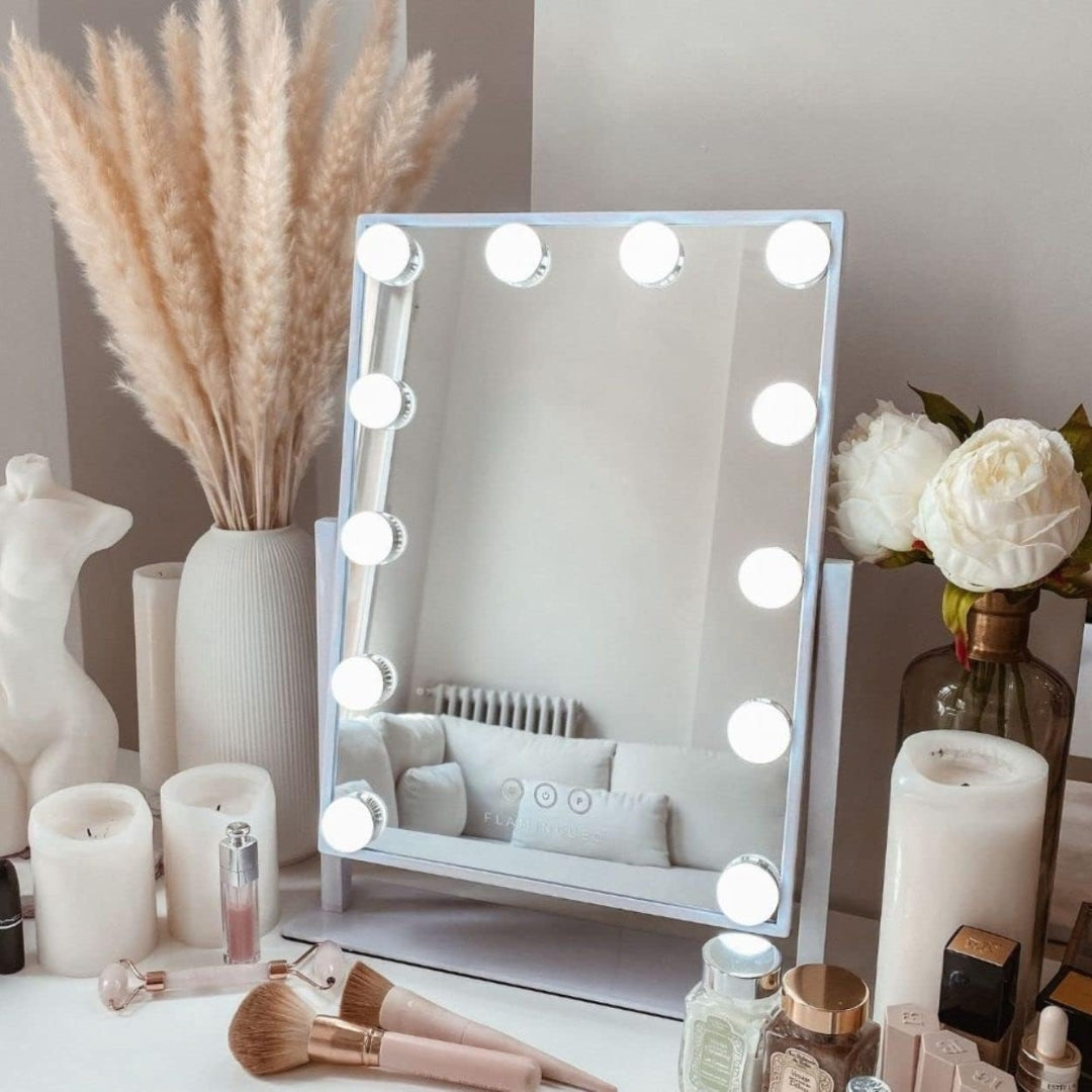 Fab Gifts | Khloe Mirror with 12 Hollywood LED lights by Weirs of Baggot Street