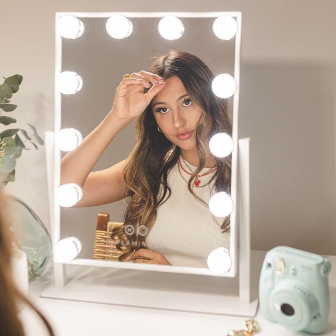 Fab Gifts | Khloe Mirror with 12 Hollywood LED lights by Weirs of Baggot Street