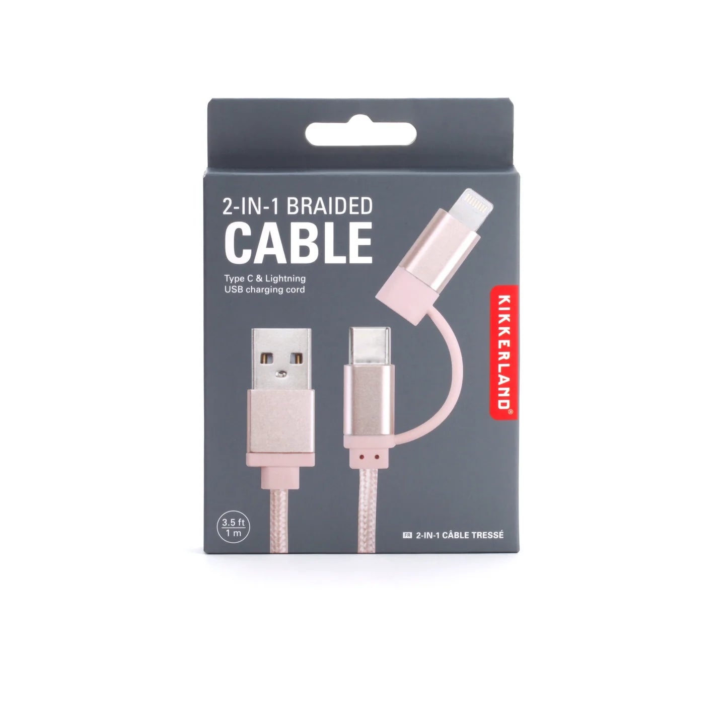 Fab Gifts | Kikkerland Rose Gold 2-In-1 Braided Cable by Weirs of Baggot Street