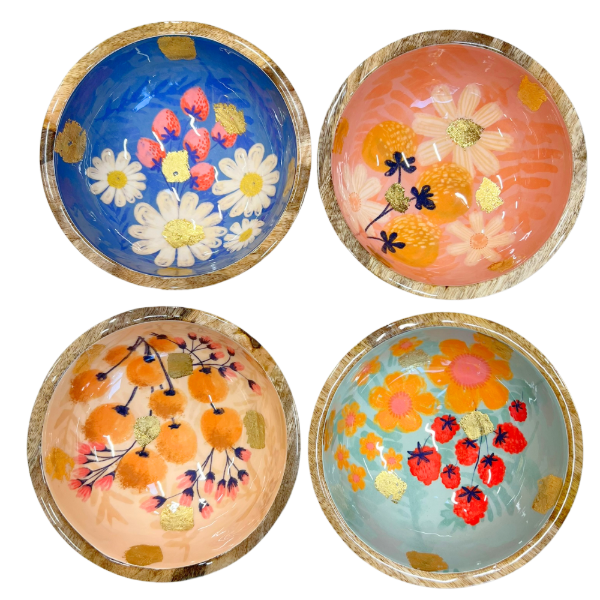 Fab Gifts | byroom mango wood gold foil 18cm bowl by Weirs Gifts