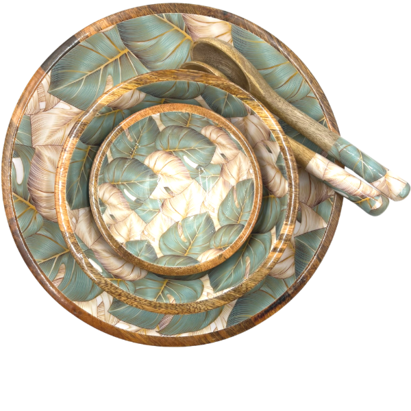 Fab Gifts | byroom mango wood monstera green beige by Weirs Gifts