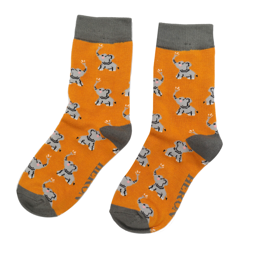 Fabulous Gifts Bubs Kids Mr Heron Boys Elephants Socks Yellow 4-6Y by Weirs of Baggot Street