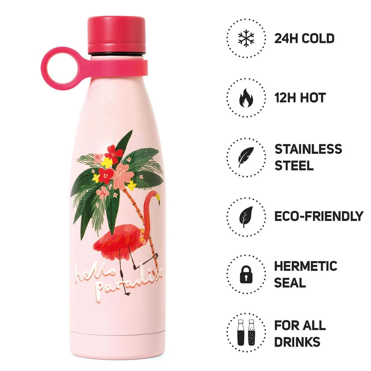 Fabulous Gifts Food Storage Legami Hot & Cold Vacuum Bottle 500mL Flamingo by Weirs of Baggot Street