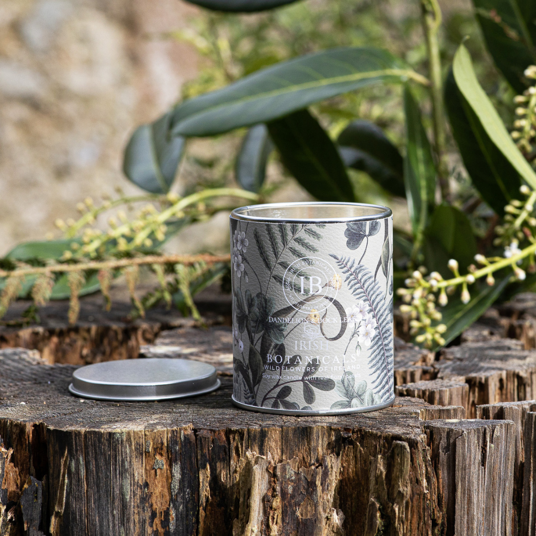Fabulous Gifts Irish Botanicals Wildflower Dandelion & Dock Leaf Ceramic Candle by Weirs of Baggot Street