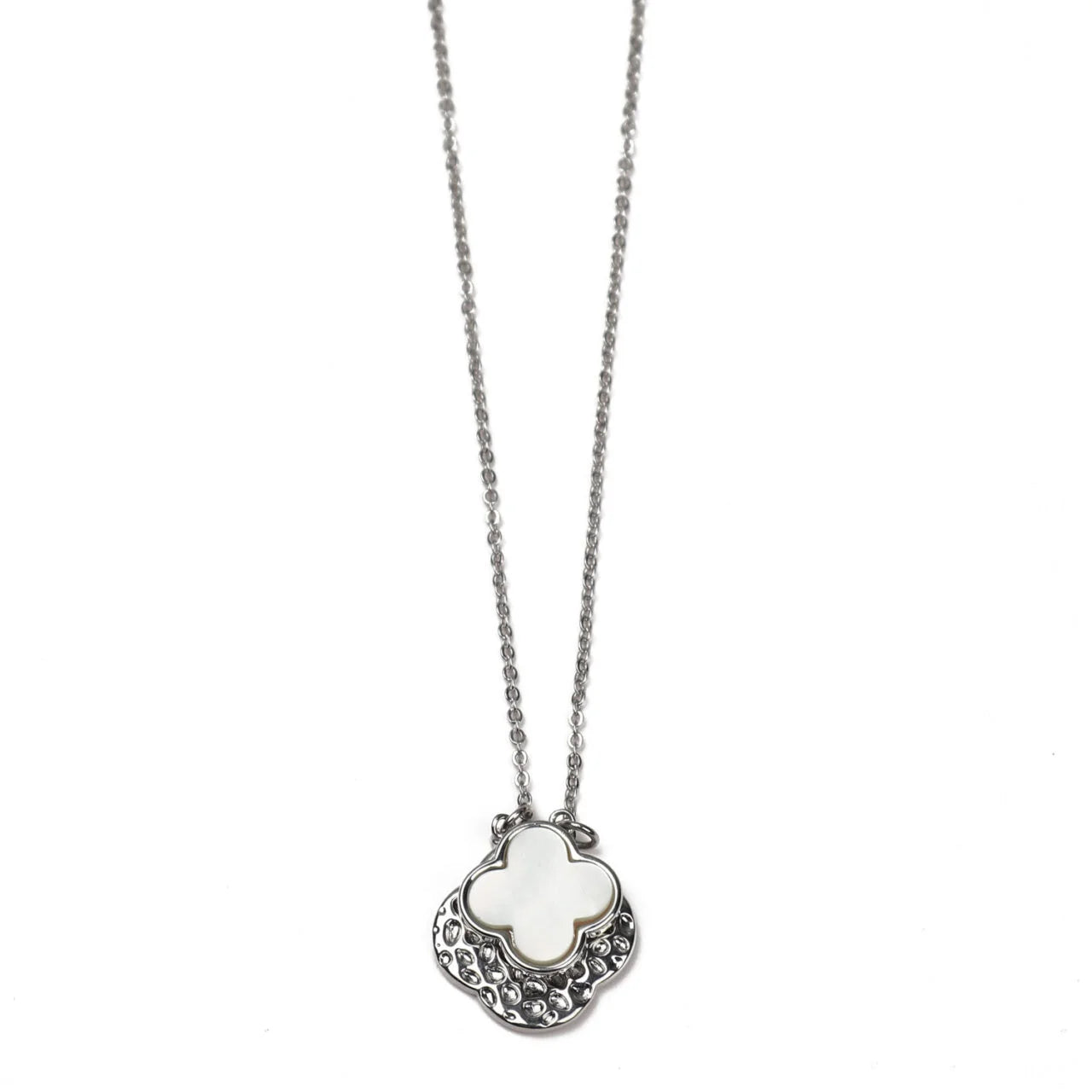 Fabulous Gifts Jewellery Necklace Double Clover White Silver by Weirs of Baggot Street