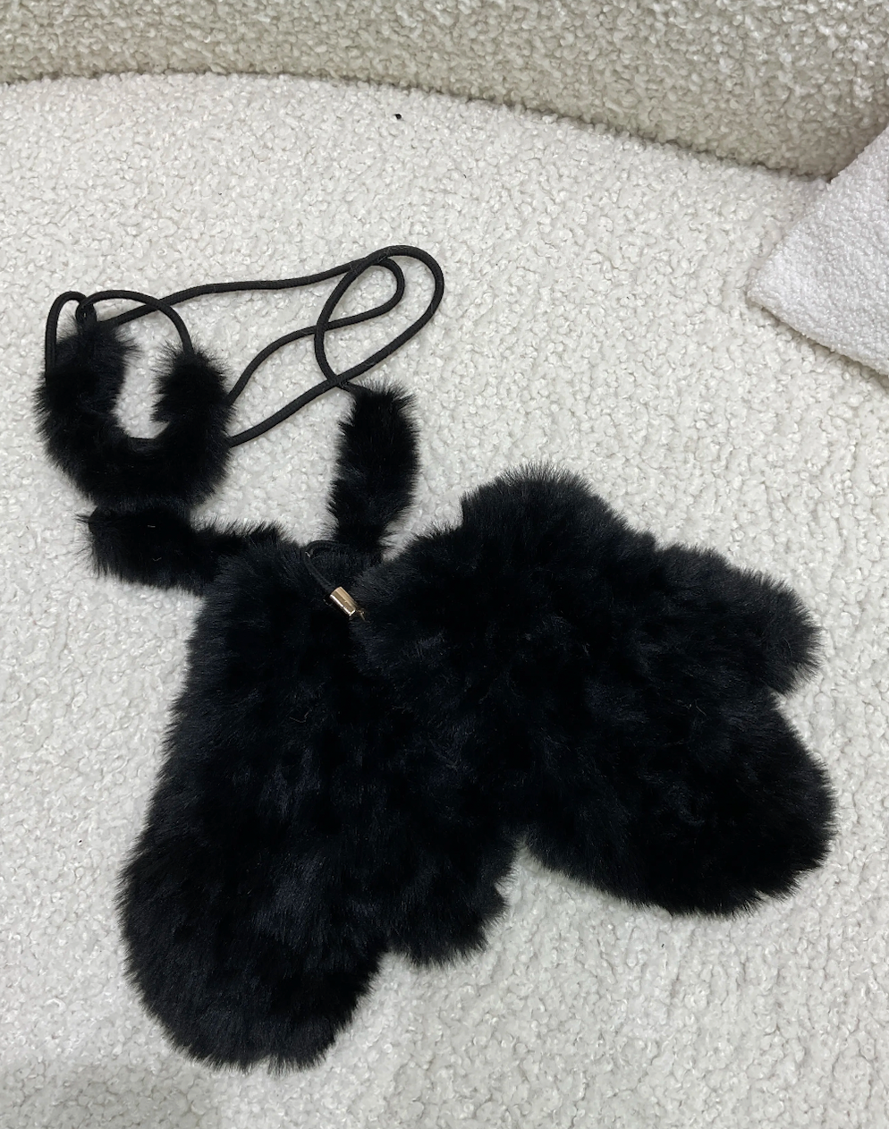 Fabulous Gifts Fashion Faux Fur Mits Black by Weirs of Baggot Street