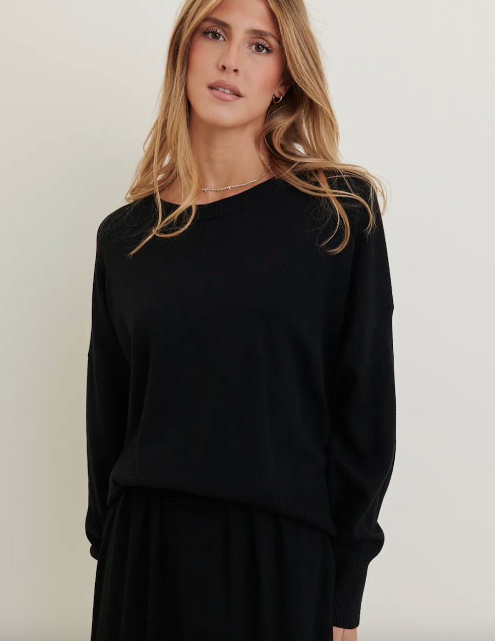 Fabulous Gifts Fashion Heavy Knit Long Rib Neck Sweater Black by Weirs of Baggot Street