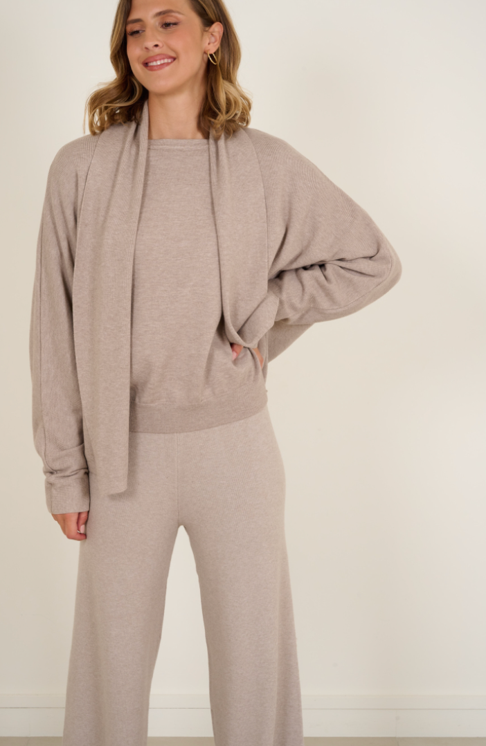 Fabulous Gifts Fashion Heavy Knit Short Cardi Taupe by Weirs of Baggot Street