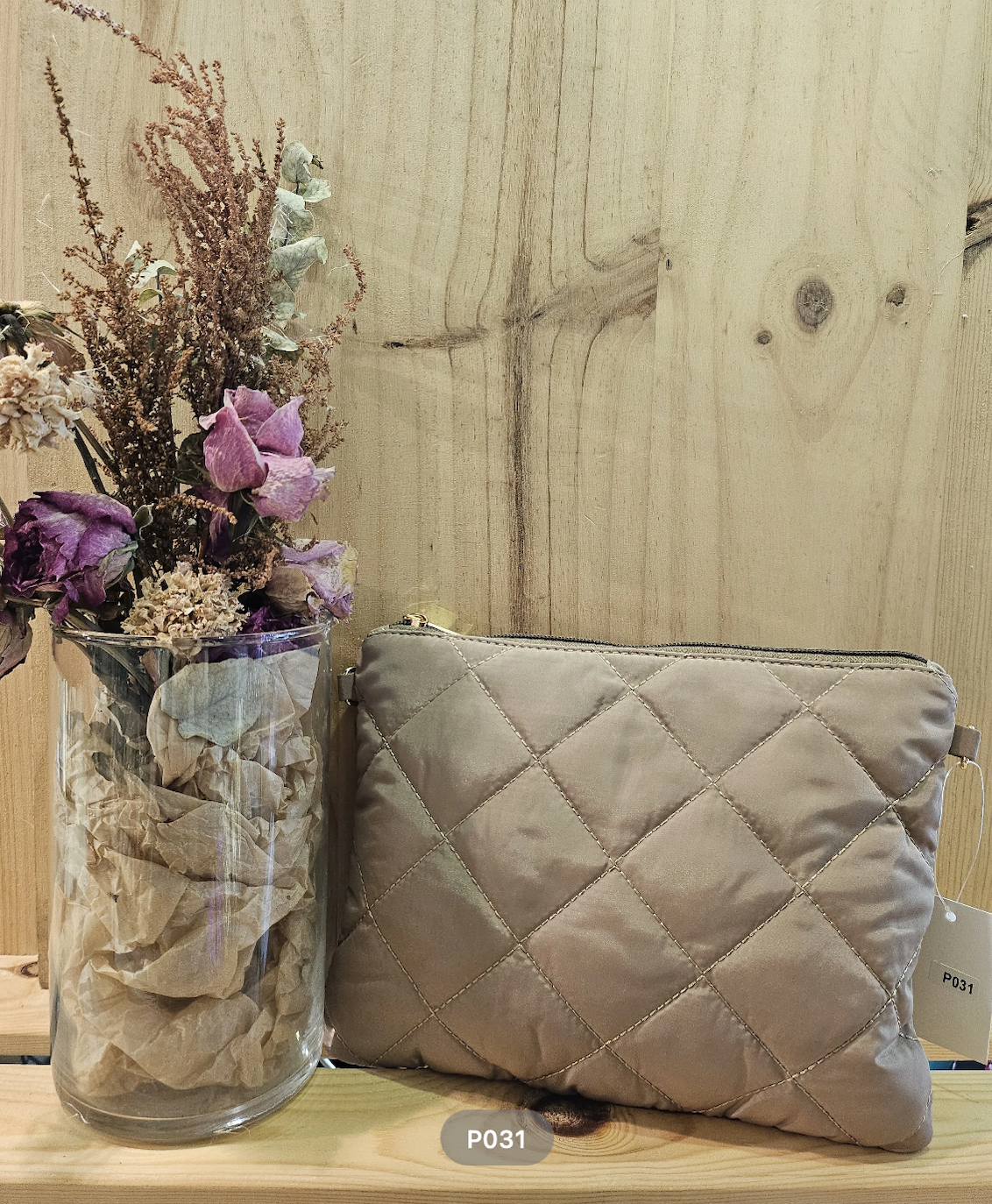 Fabulous Gifts Fashion Quilted Shoulder Bag Taupe by Weirs of Baggot Street