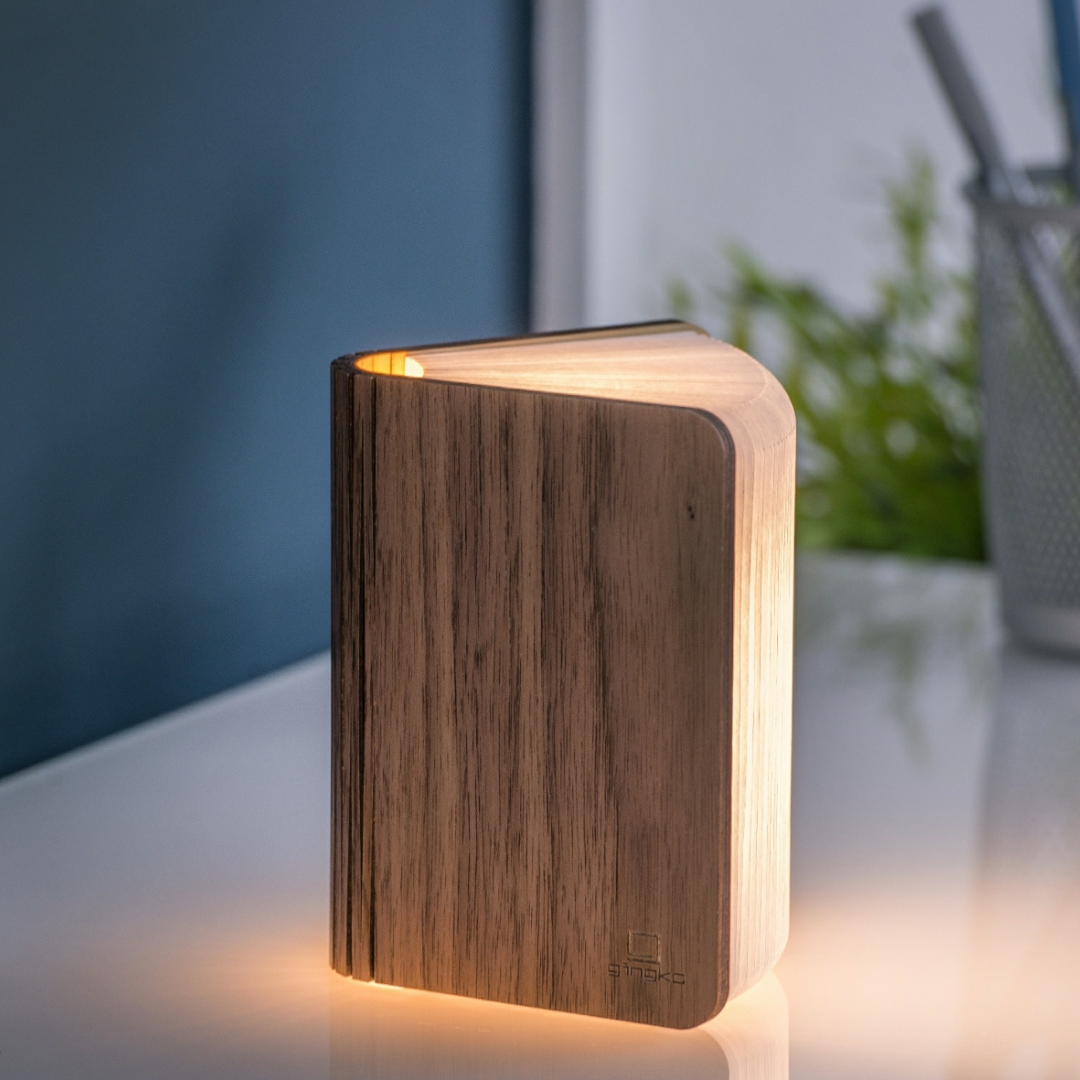 Gingko Design | Mini Smart Book Light Walnut by Weirs of Baggot Street