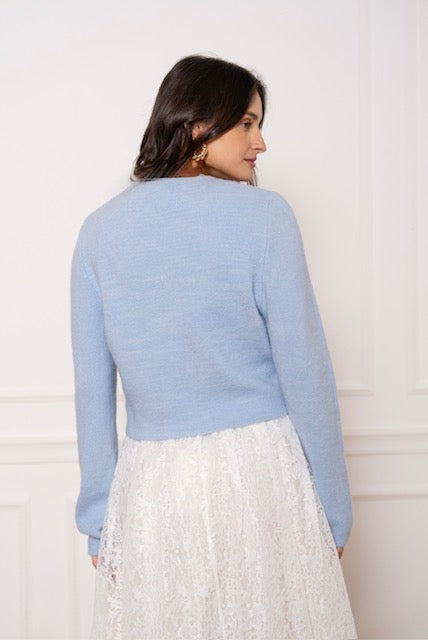 V-Necked Cropped Cardigan