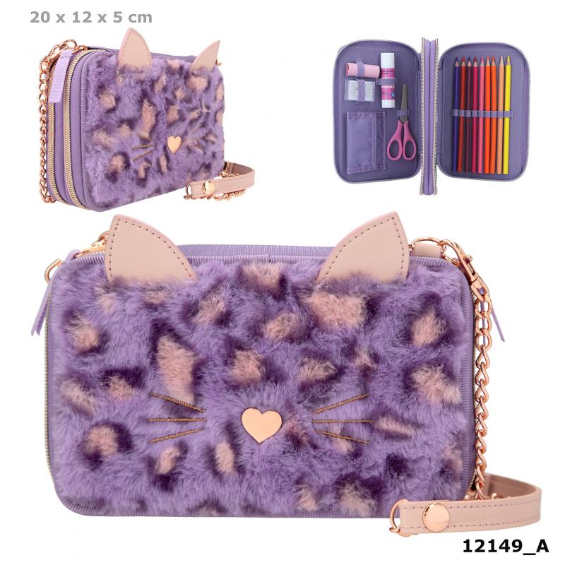 Bubs & Kids | Topmodel Double Pencil Case With Metal Chain Lilac Leo Love by Weirs of Baggot Street