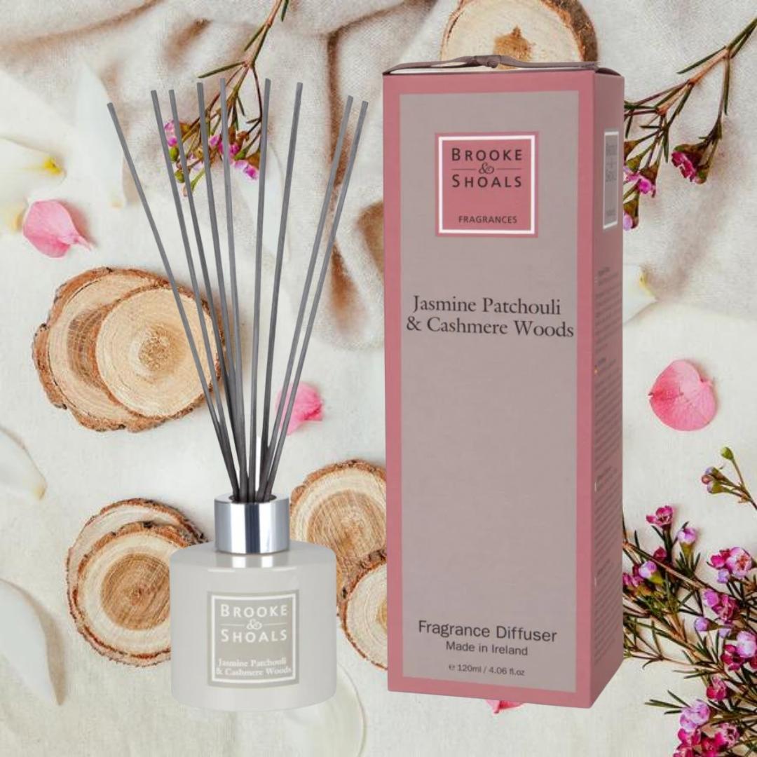 Brooke & Shoals Diffuser Jasmine Patchouli & Cashmere Woods by Weirs of Baggot Street. Celebrating Irish Creators