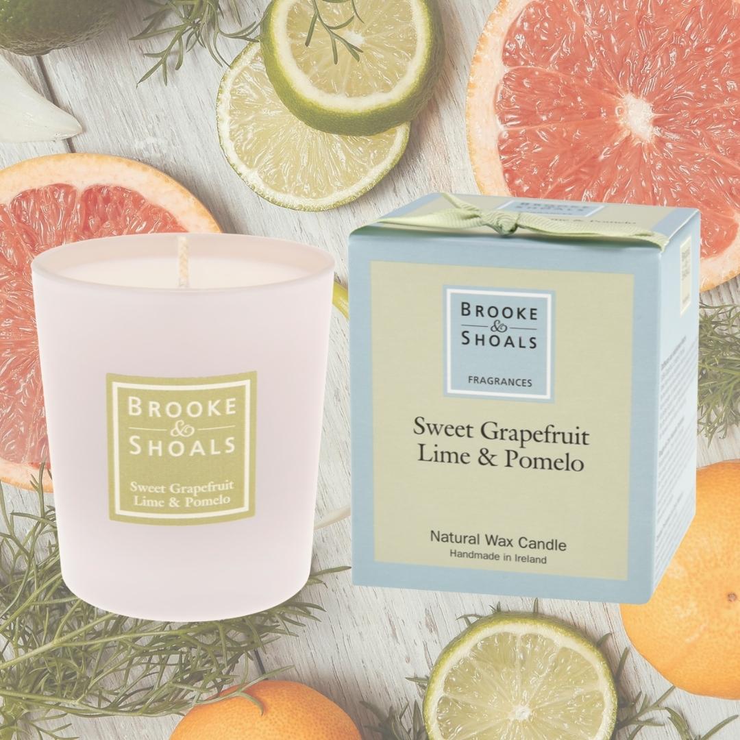 Brooke & Shoals Candle - Sweet Grapefruit Lime & Pomelo Weirs of Baggot Street. Celebrating Irish Creators