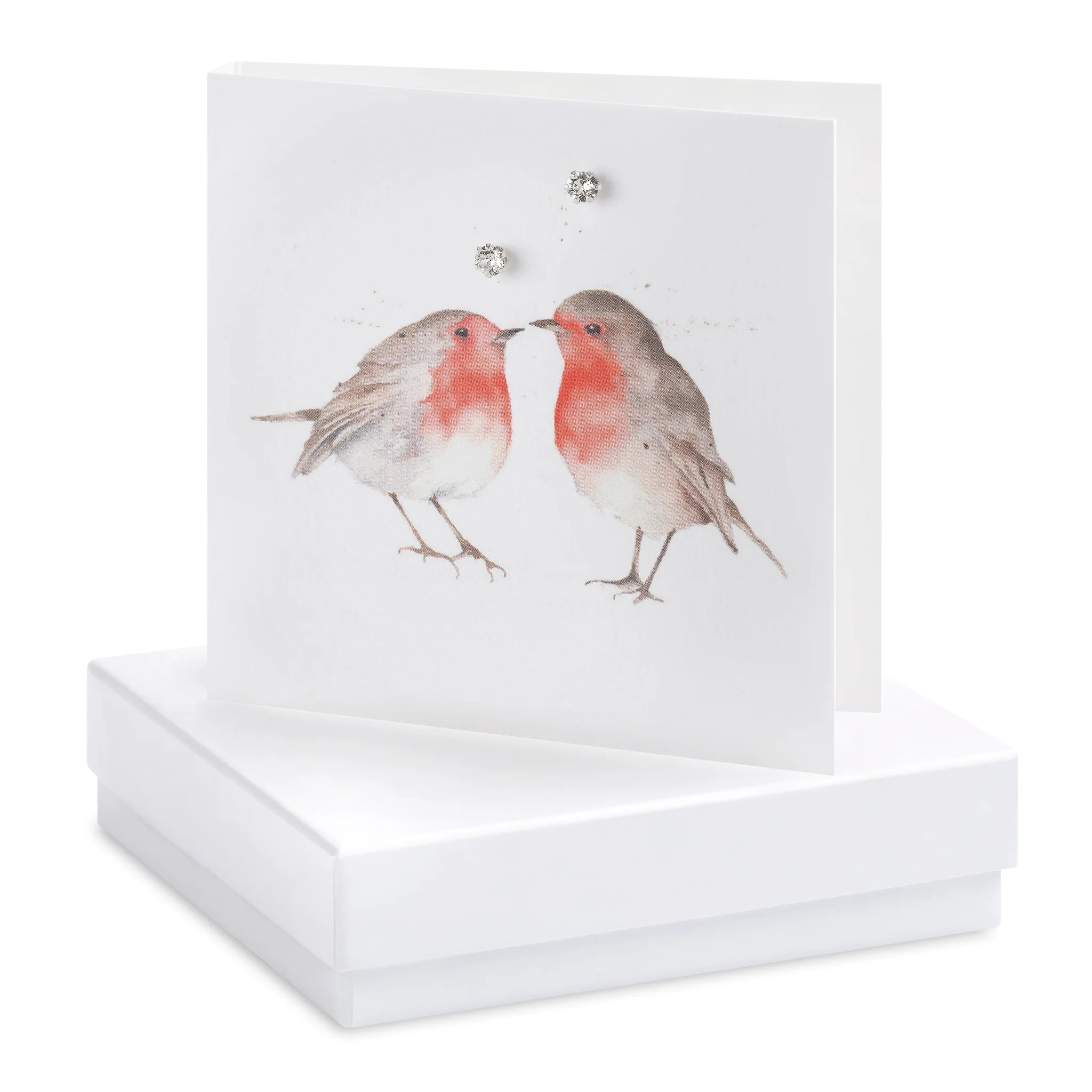 Crumble & Core | Robins Card with Earrings in a White Box by Weirs of Baggot Street