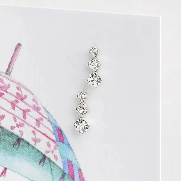 Crumble & Core | Lovely Mum with Umbrella Card with Earrings in a White Box by Weirs of Baggot Street