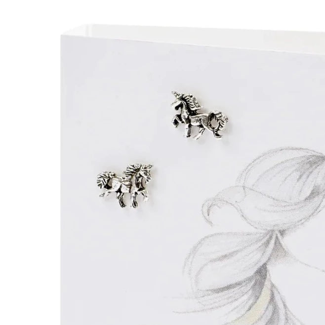 Crumble & Core | Magical Day Unicorn Card with Earrings in a White Box by Weirs of Baggot Street