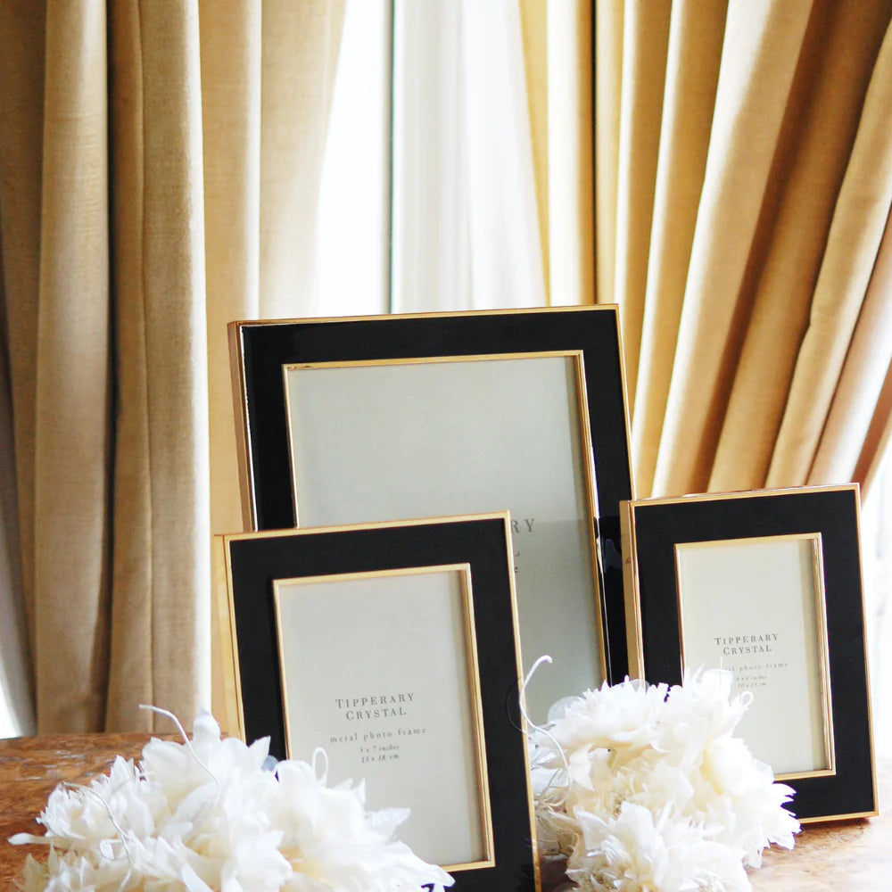 Fab Gifts | Tipperary Crystal Black Enamel Frame W/Rose 8x10" by Weirs of Baggot Street