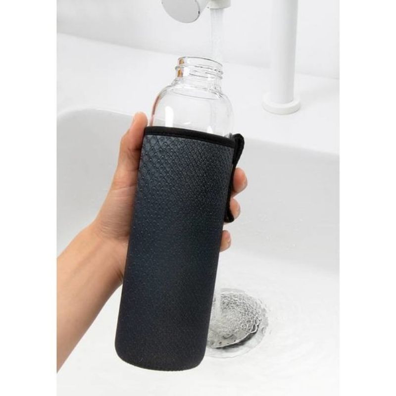 Kikkerland Glass Water Bottle & Sleeve - Black Snake by Weirs Of Baggot