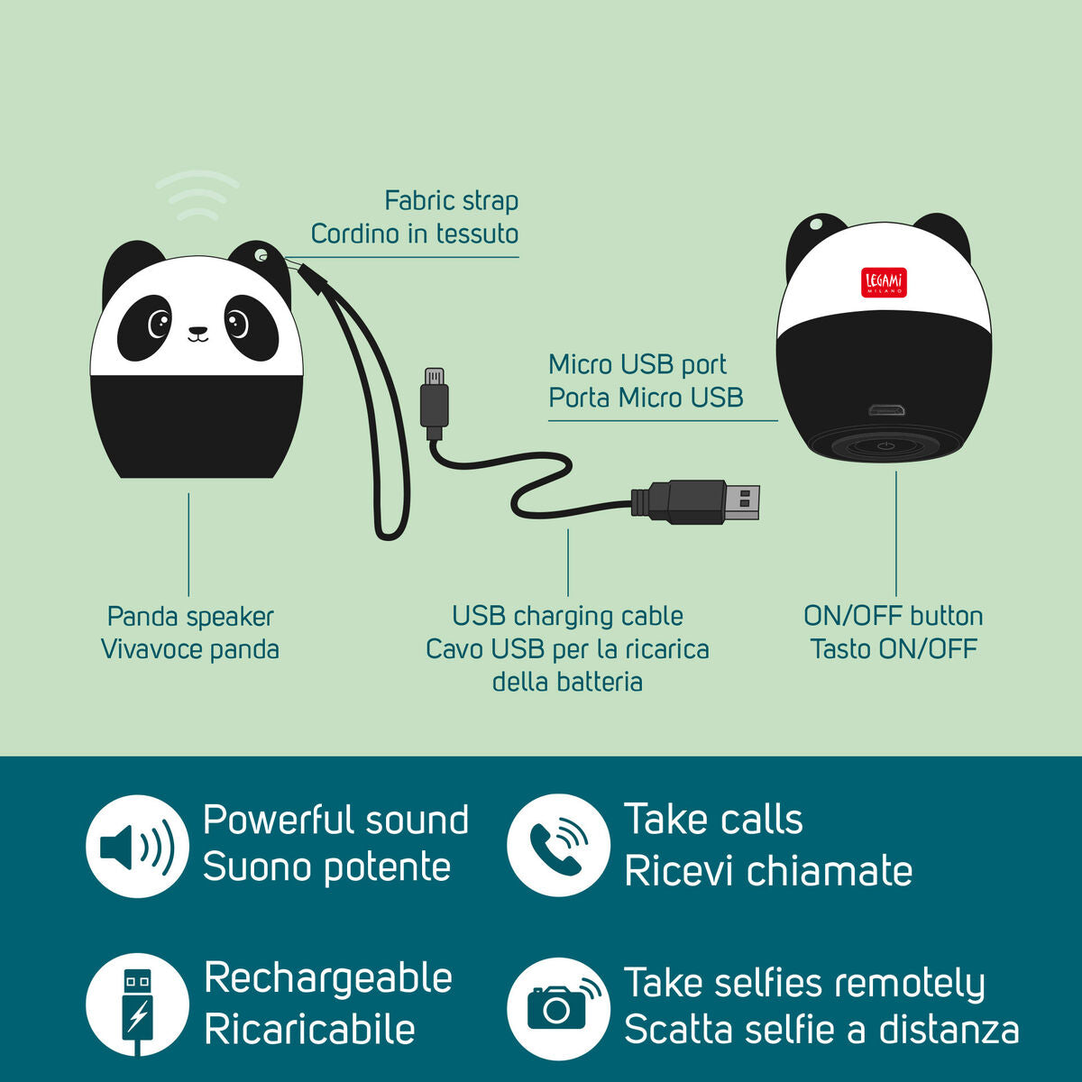 Tech | Legami Mini Bluetooth Speaker - Panda by Weirs of Baggot St