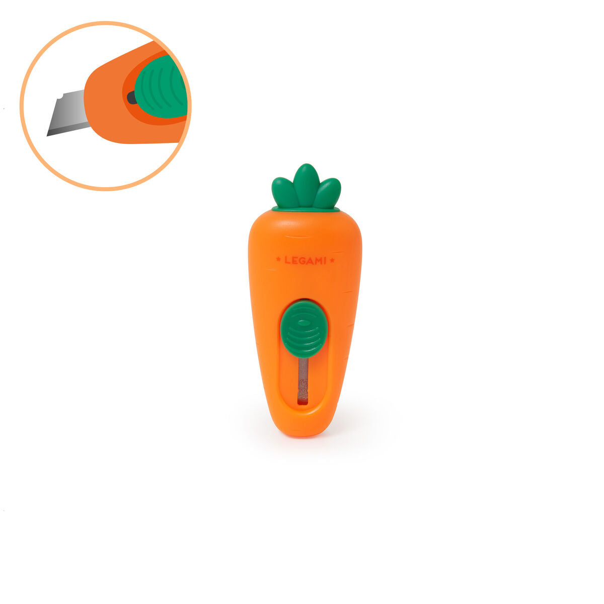 Back to School | Legami Mini Retractable Cutter - Carrot by Weirs of Baggot St