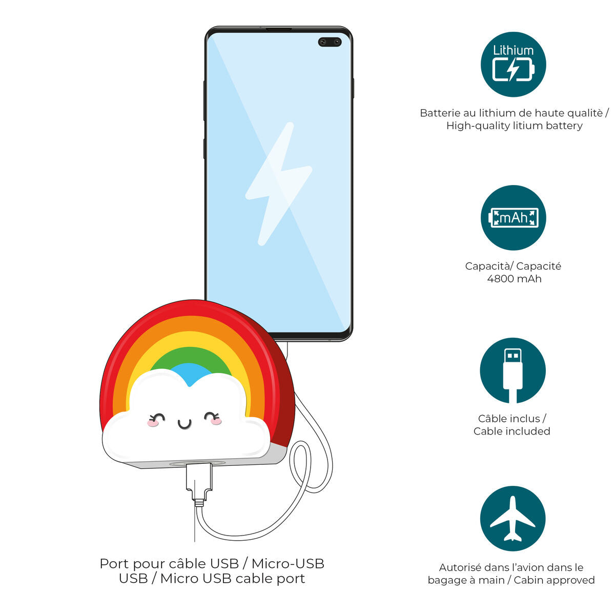 Tech | Legami Power Bank - Rainbow by Weirs of Baggot St