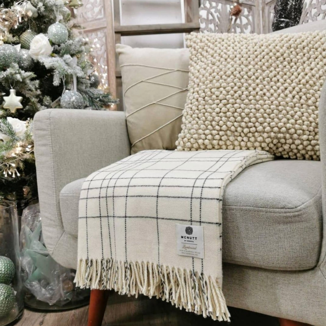 McNutt of Donegal | Lambswool Throw Coastal Check by Weirs of Baggot Street