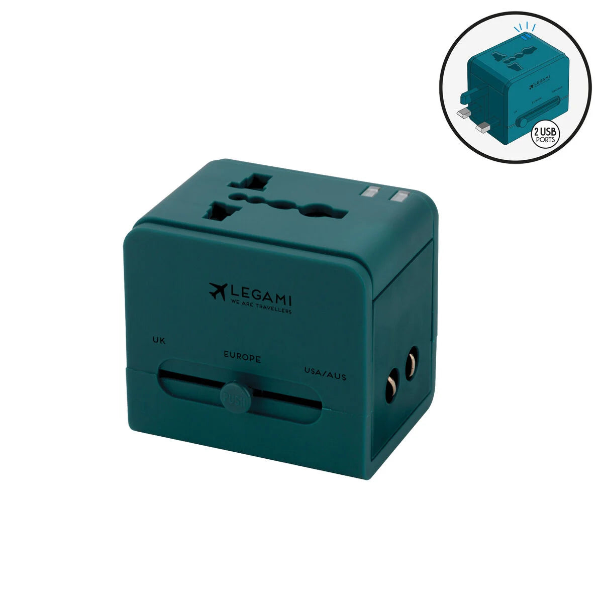 Fab Gifts | Legami Universal Worldwide Travel Adapter Blue by Weirs of Baggot Street