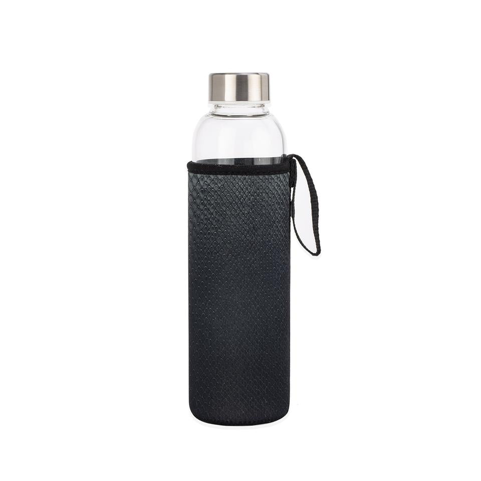 Kikkerland Glass Water Bottle & Sleeve - Black Snake by Weirs Of Baggot