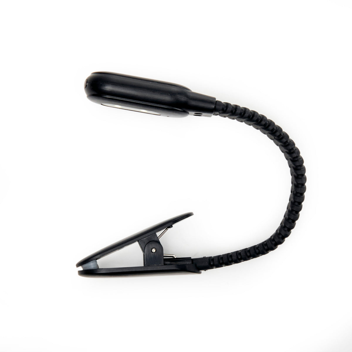 Black Kikkerland rechargeable book light with flexible neck and clip