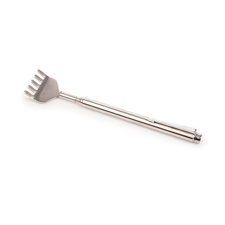 Silver Kikkerland telescopic back scratcher with a hand-shaped head