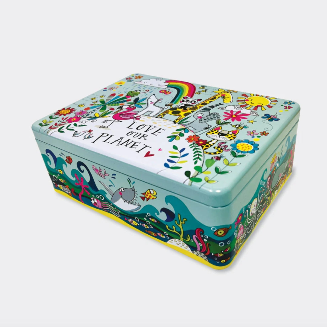 Back to School Rachel Ellen Hinged Tin Love Our Planet