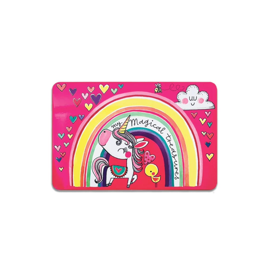 Back to School Rachel Ellen Small Rectangular Tin Pink Unicorn