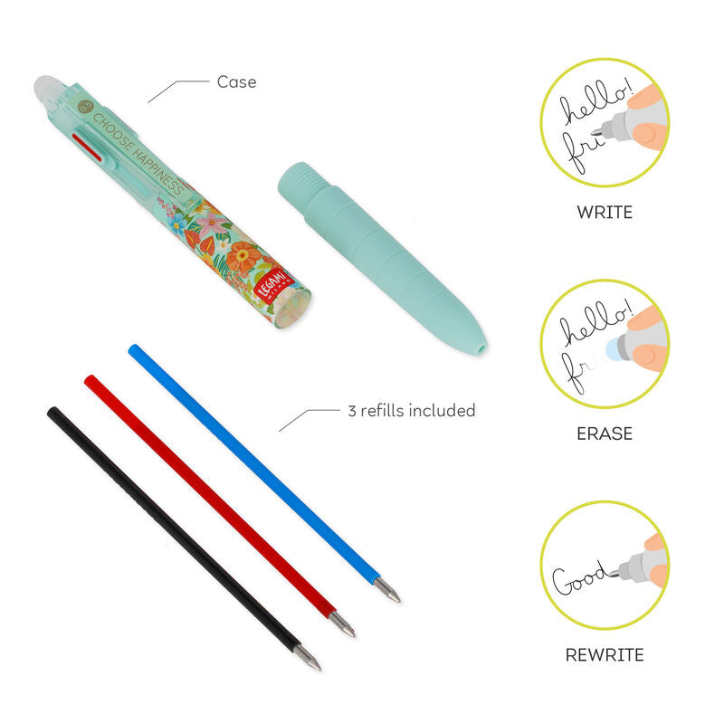 Back to School | Legami Erasable Gel Pen 3 Colours Floral by Weirs of Baggot Street