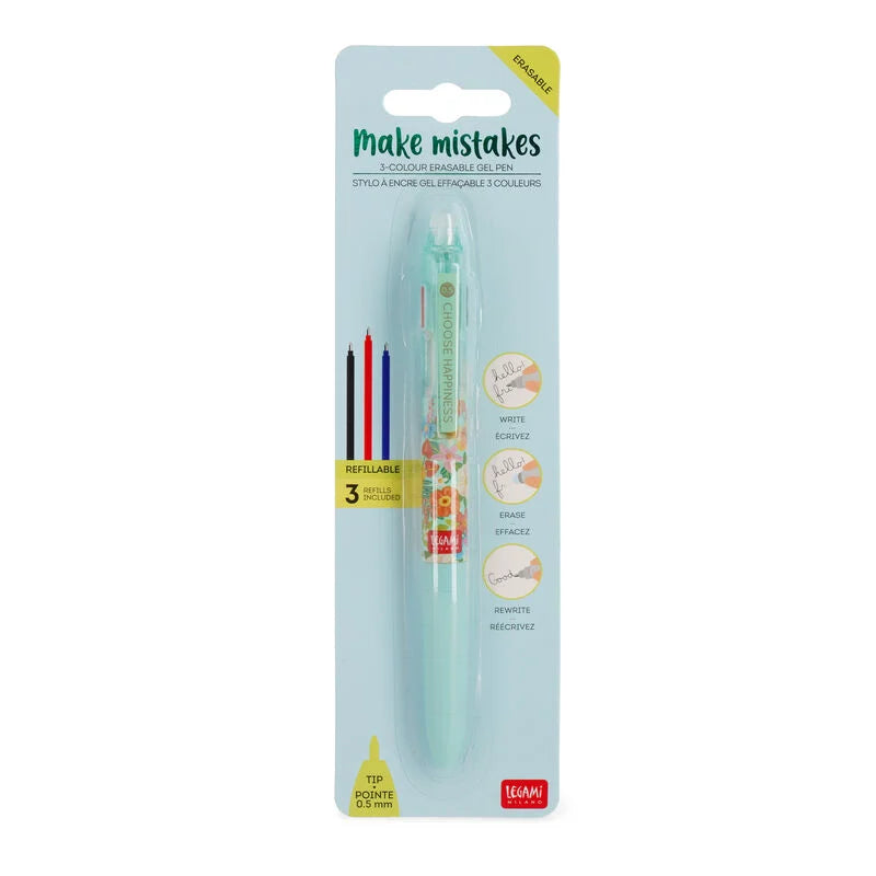 Back to School | Legami Erasable Gel Pen 3 Colours Floral by Weirs of Baggot Street