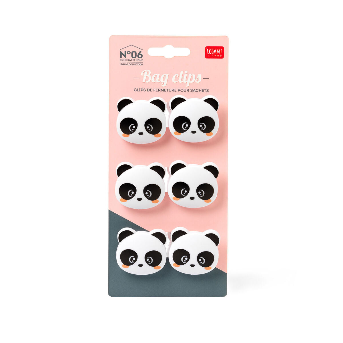 Legami Bag Clips -  Panda - Set 6 Pcs