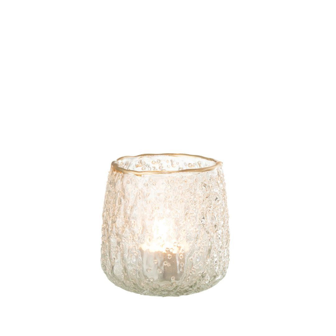 Christmas | Gold Rimmed Glass Candleholder by Weirs of Baggot Street