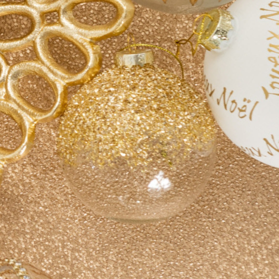 Christmas | J-Line Glass Christmas Baubles Fine Glitter Gold by Weirs of Baggot Street