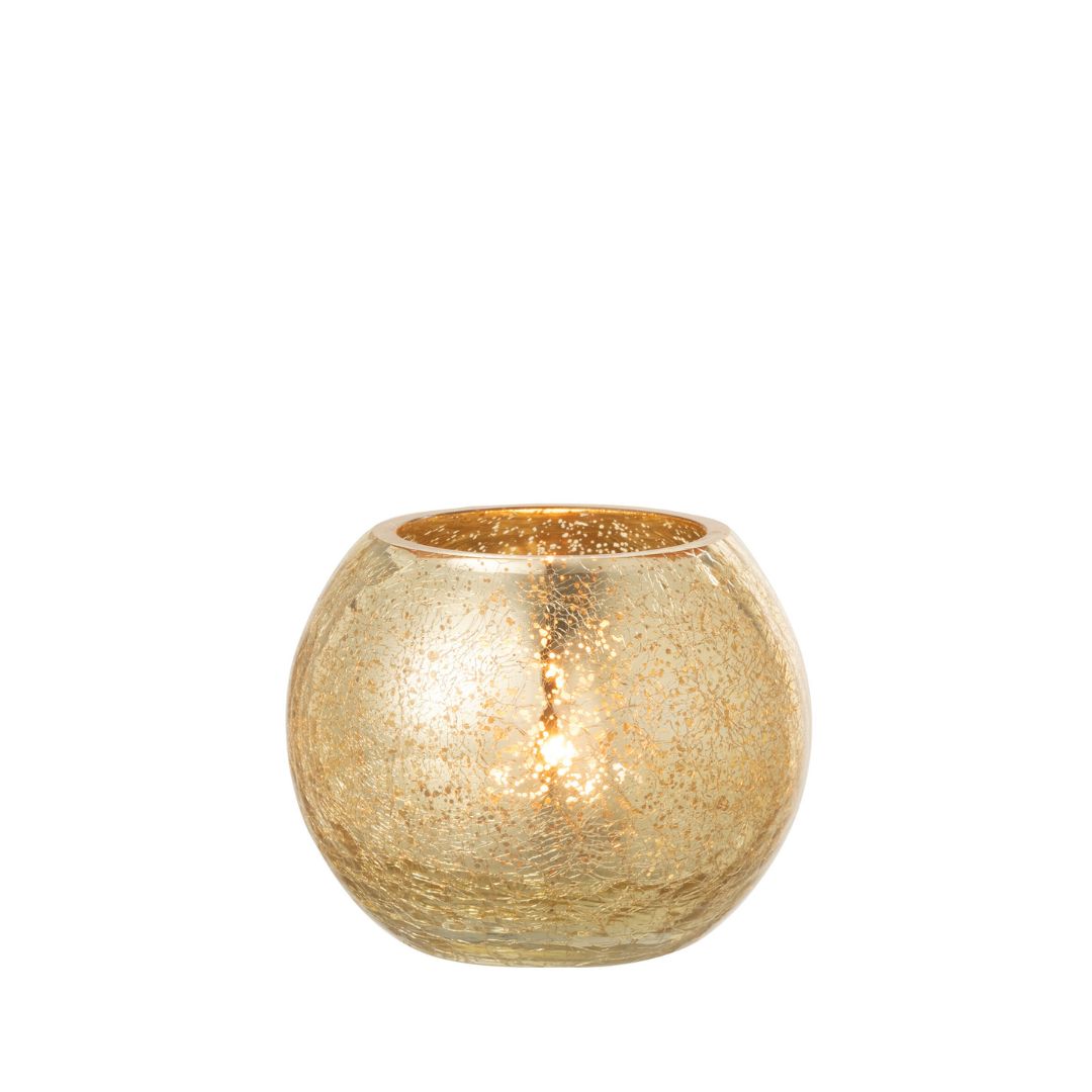 ChristmasSmall Gold Crackle Hurricane Candleholder by Weirs of Baggot Street