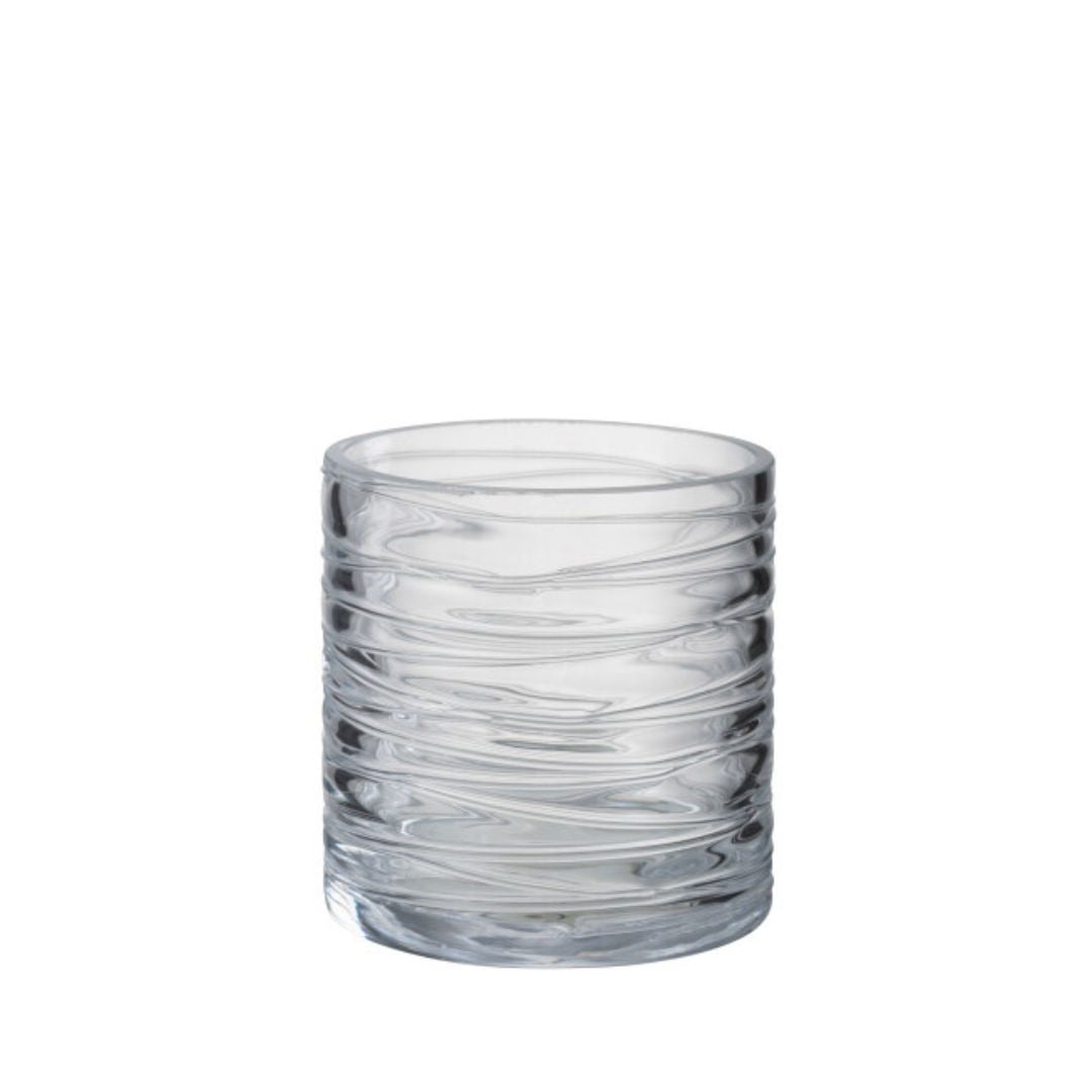 Christmas Medium Striped Glass Hurricane Candleholder by Weirs of Baggot Street