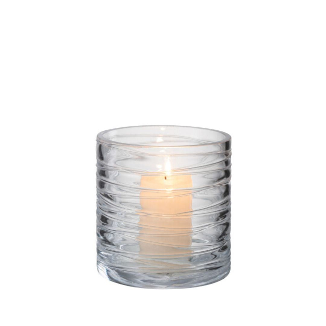 ChristmasMedium Striped Glass Hurricane Candleholder by Weirs of Baggot Street